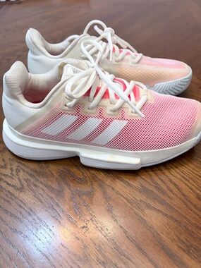 Adidas CourtJam Bounce Tennis Shoes White Pink Women’s Size 6 Athletic Sneakers